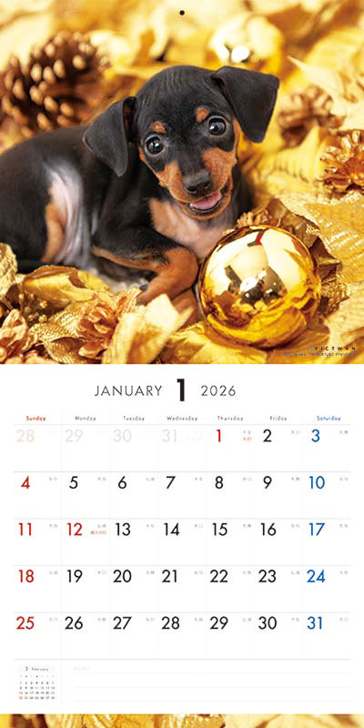 PICTWAN カレンダー 見開きサンプル