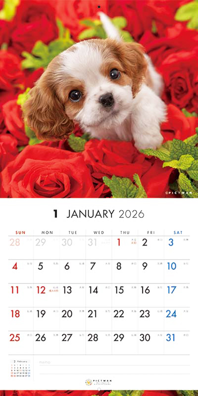 PICTWAN カレンダー 見開きサンプル