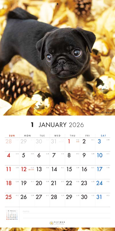 PICTWAN カレンダー 見開きサンプル