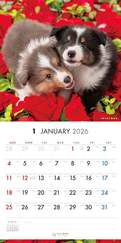 PICTWAN カレンダー 見開きサンプル